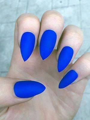 Matte Bright Blue Nails For Women