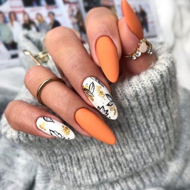 Matte Fall Nail Feminine Designs