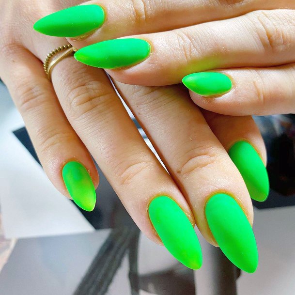 Matte Finish Neon Green Nails