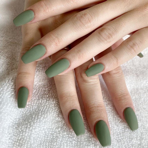 Matte Green Female Nail Designs