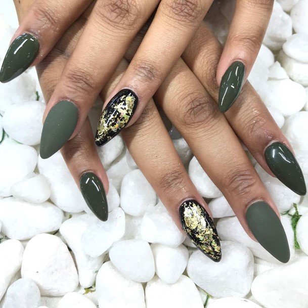 Matte Green Womens Nail Designs