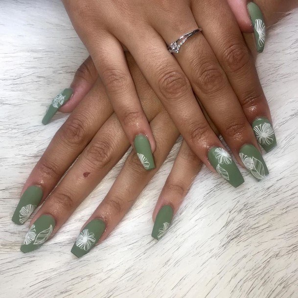 Matte Greenic Womens Matte Green Nail Designs