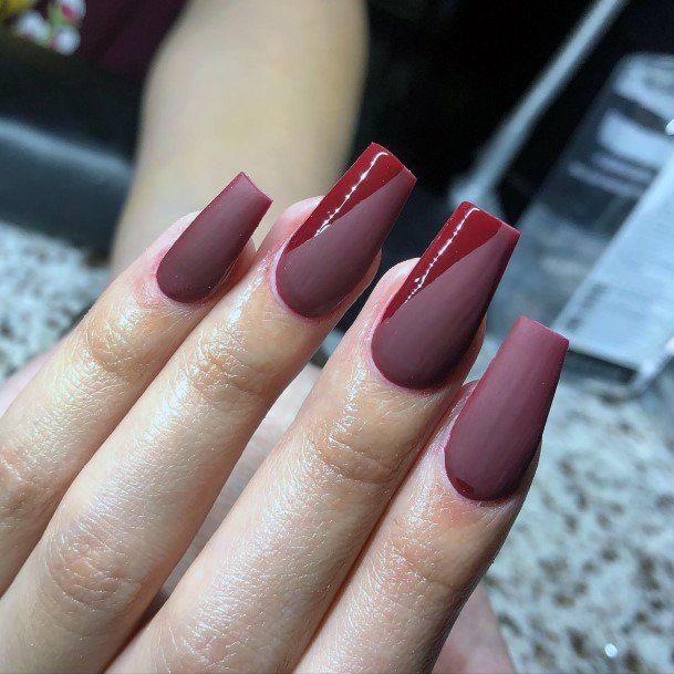 Matte Maroon Girls Nail Ideas