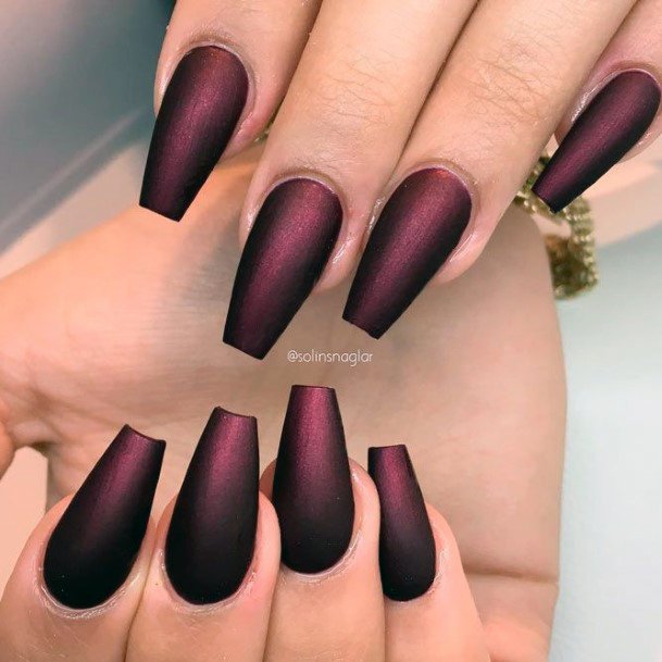 Matte Maroon Nails Feminine Ideas