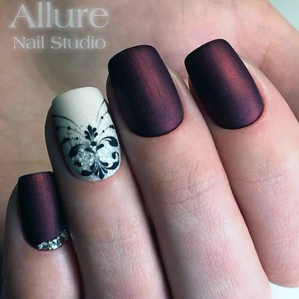 Matte Maroon Nails For Girls