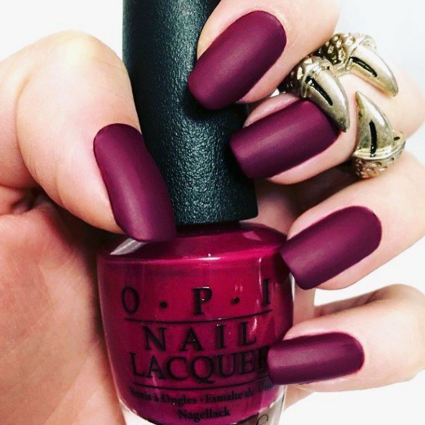 Matte Maroon Womens Feminine Matte Maroon Nails