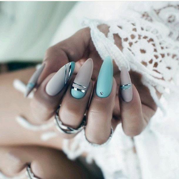 Matte Nails Mint Green For Women