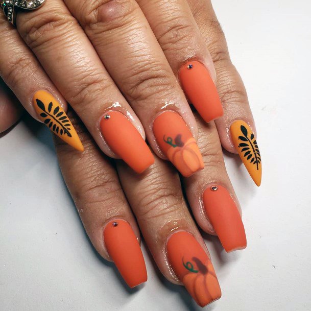 Matte Pumpkin Nails For Women