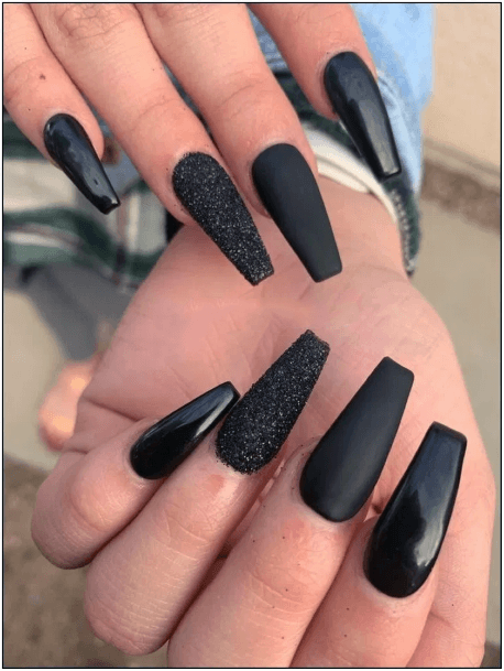 Matte Smooth Grainy Black Nail Idea Women