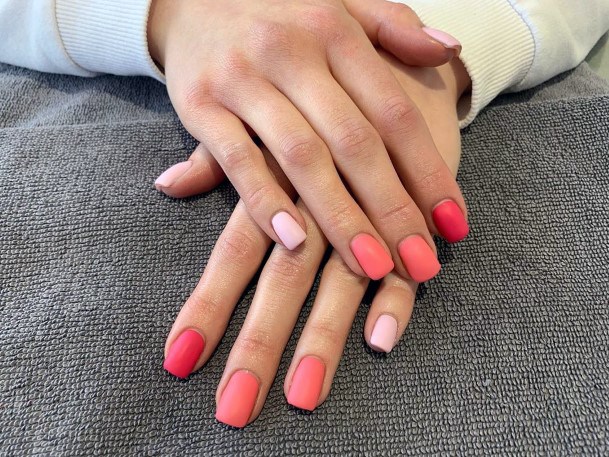 Matte Sunset Orange And Pink Nails For Women