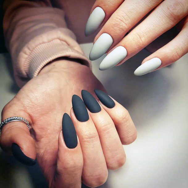 Matted Grey And White Nails Women