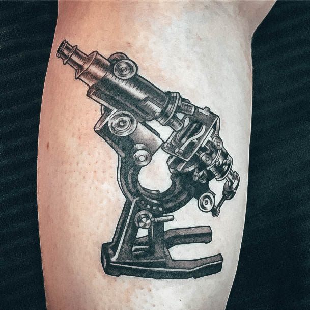 Mechanical Realism Inner Forearm Girls Microscope Tattoo Designs