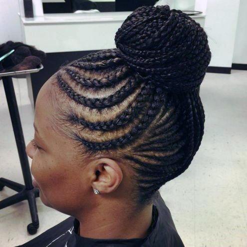 Medium Cornrows Neat Bun Braided Hairstyles For Black Women