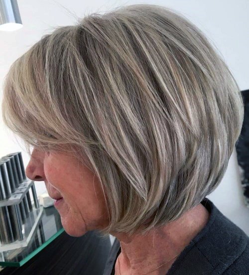 Medium Length Hairstyles For Women Over 50 Rounded Bob With Side Bangs