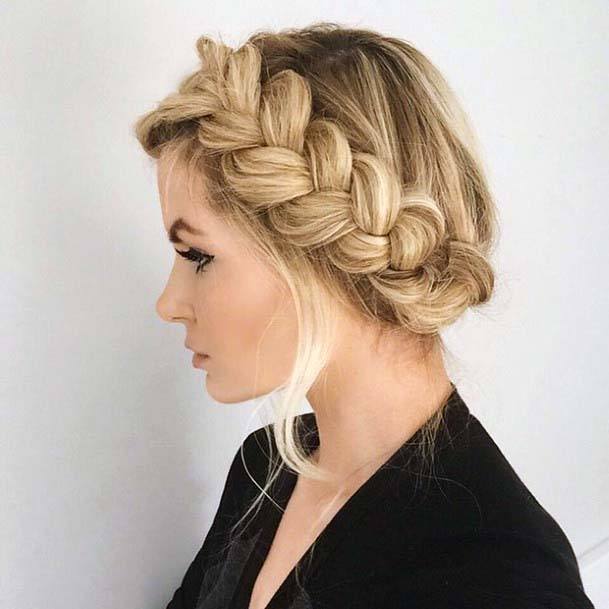 Medium To Light Blonde Hair With Side Thick Braid
