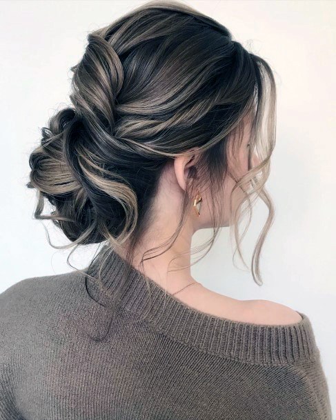 Medium To Light Brown Tendril Low Bun Wedding Hairstyle Ideas For Women