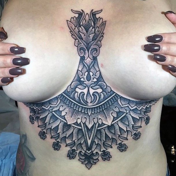 Mehendi Art Tattoo Womens Chest