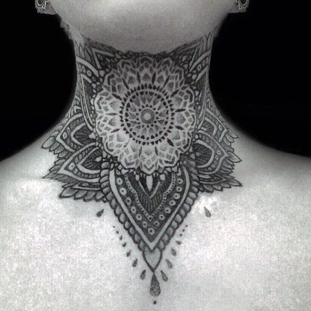 Mehendi Art Womens Neck Tattoo