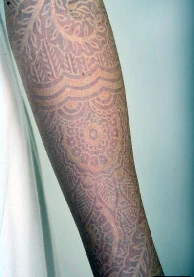 Mehendi Design Tattoo Womens Hands White Ink