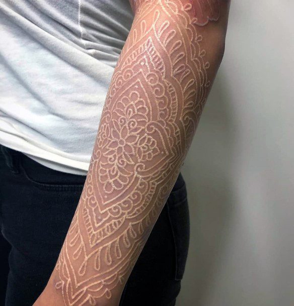 Mehendi Design Womens White Ink Tattoo Hands