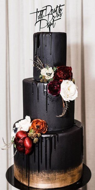 Melting Black Halloween Wedding Cakes