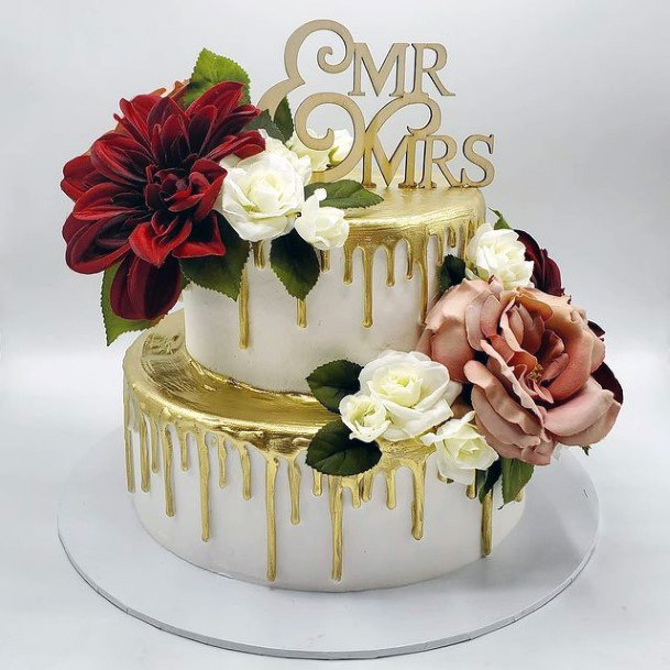 Melting Gold Wedding Cake