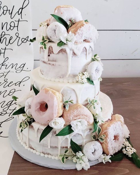 Melting White Donut Wedding Cake