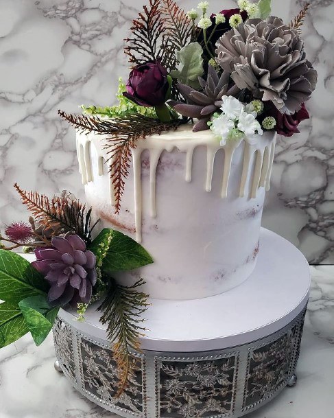 Melting White Rustic Wedding Cake