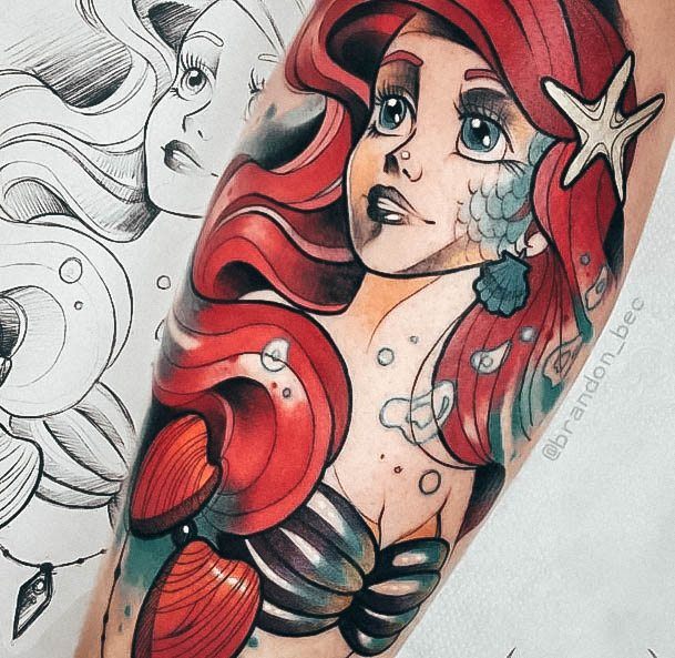 Mermaid Ariel Disney Tattoos For Women