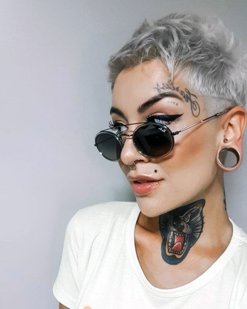 Messy Attractive Womans Short Pixie Cut Grey Gorgeous Hair Designs