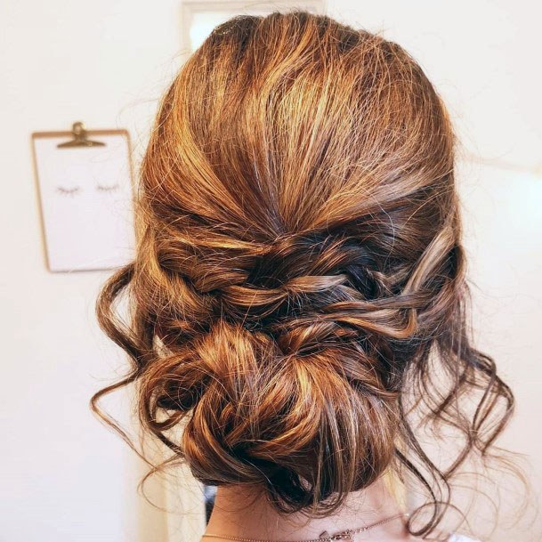 Messy Auburn Chignon Women Hairstyle