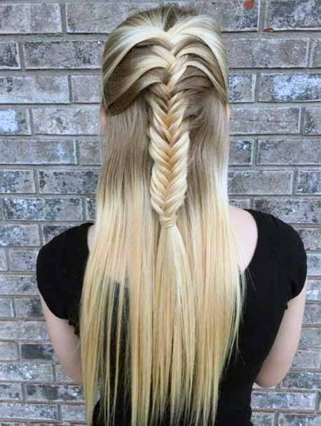 Messy Fishtail Braid Half Up Hairstyle