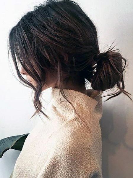 Messy Low Bun Hairstyle Ideas For Women Loose Front Bangs