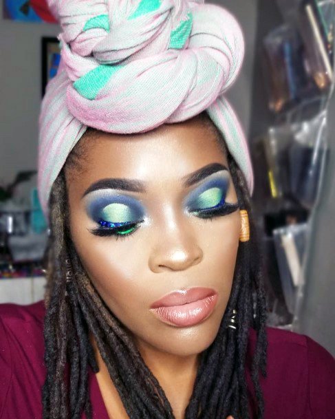 Metal Green And Blue Eyeshadow Women