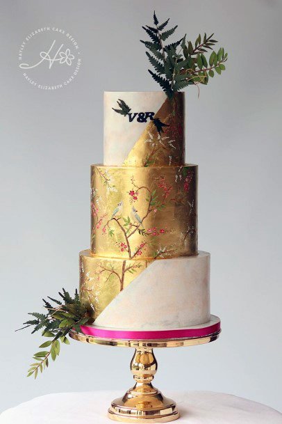 Metallic Gold Elegant Wedding Cake Women