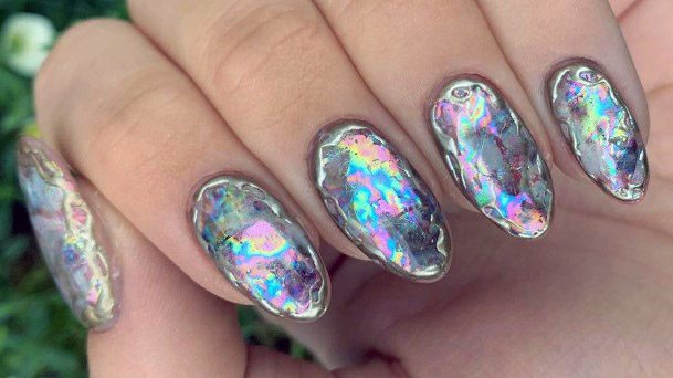 Metallic Iridescent Nails Women