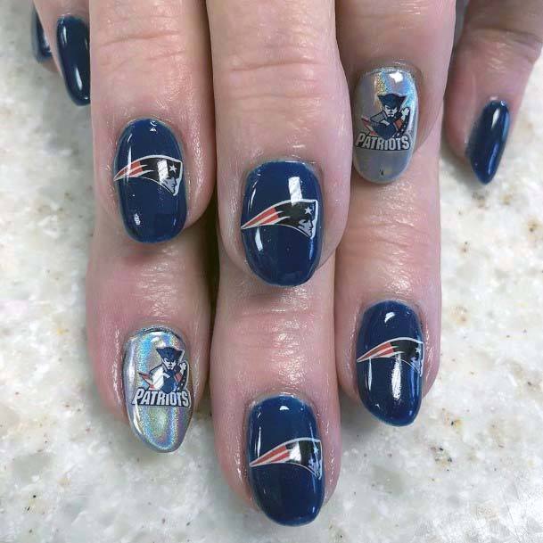 Metallic Tinted Sport Nails For Women New England Patriots