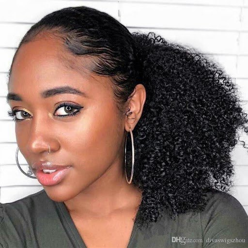 Micro Curled Ponytail Hairstyle For Black Women