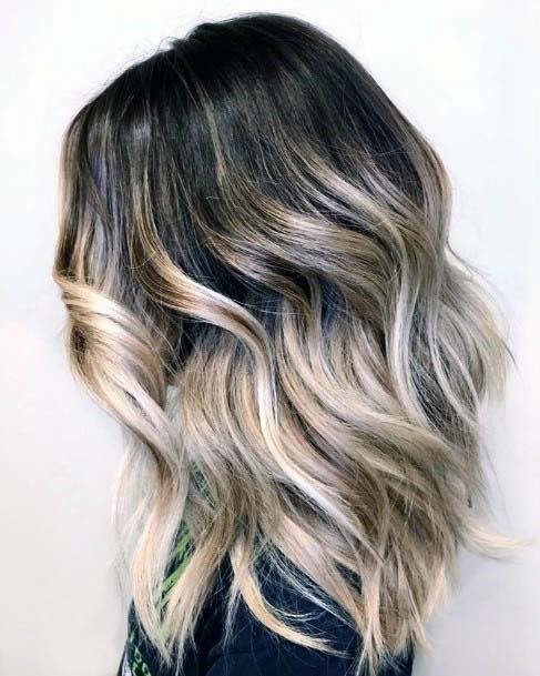 Mid Length Ombre Brown To Blonde Spring Womens Hairstyle Cute Flowy Curls