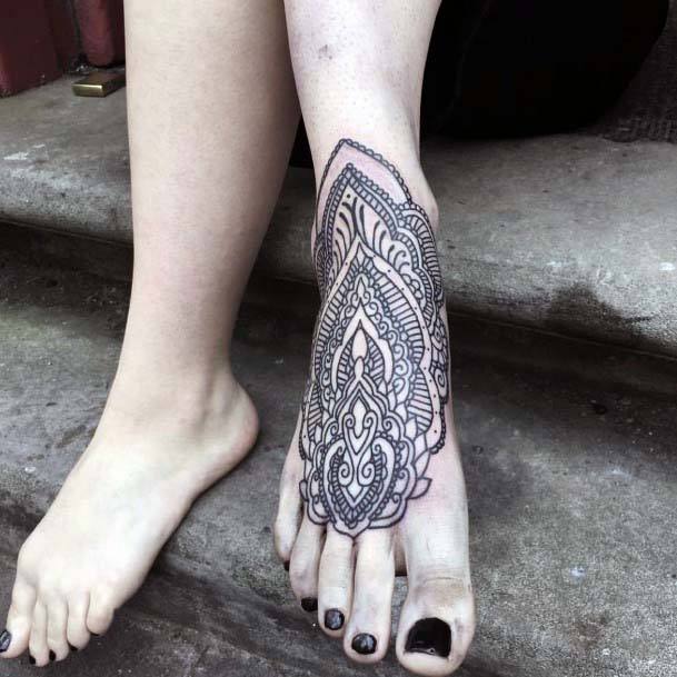 Middle Eastern Art Tattoo Womens Foot