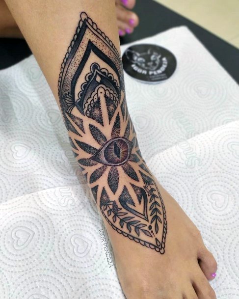 Middle Eastern Art With Eye Tattoo Womens Arms