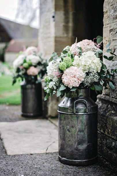 Milk Cans Floral Vase Church Wedding Decorations