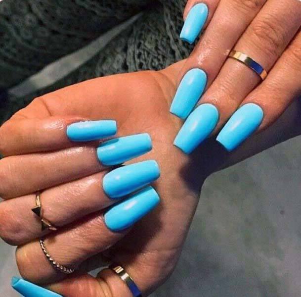 Milky Blue Bright Nails For Women