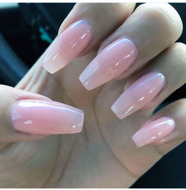 Milky Clear Pink Nails Women