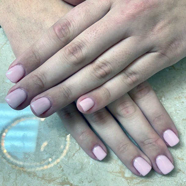 Milky Pink Short Nails Women