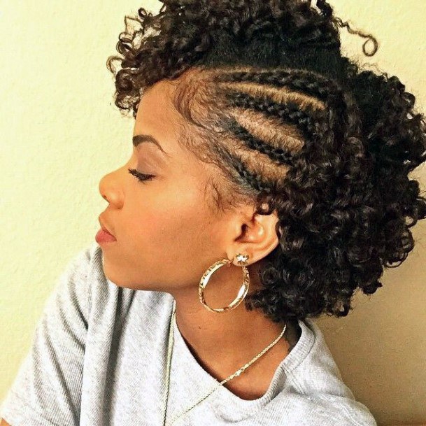 Mini Afro Side Cornrows Cute Braided Hairstyles For Black Women