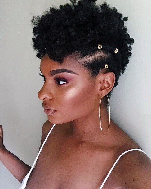 Mini Afro Side Cornrows With Beads Natural Hairstyles For Black Women