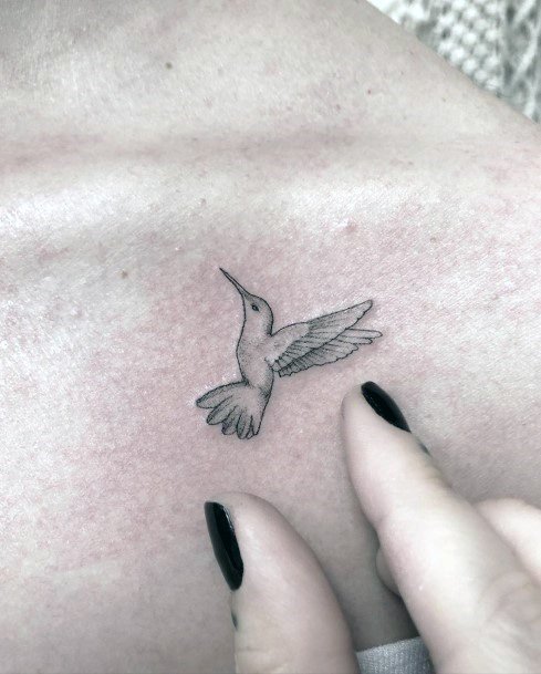 Miniature Hummingbird Tattoo Womens Collar Bone