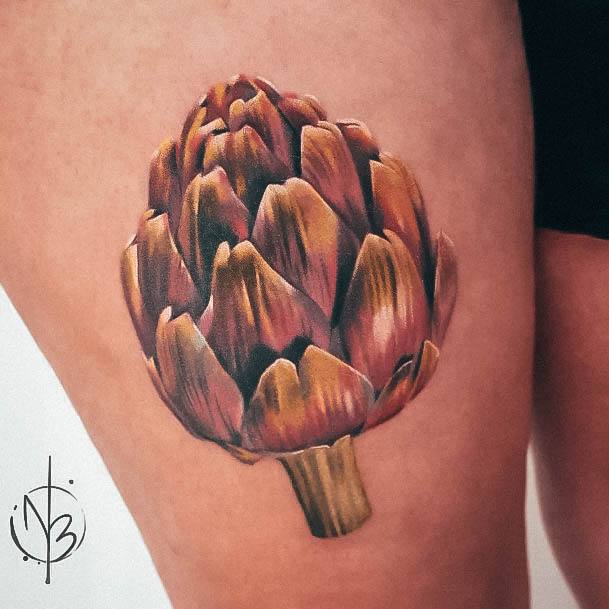 Minimal Artichoke Tattoo For Women