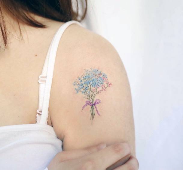 Minimal Babys Breath Tattoo For Women